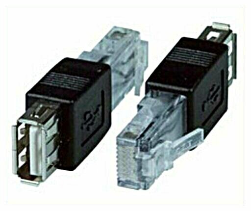view of a usb to RJ45 adapter

