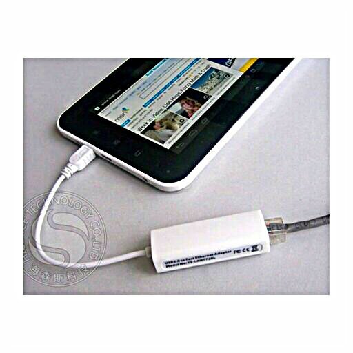 using an adapter USB towards RJ45 with a tablet or smartphone
