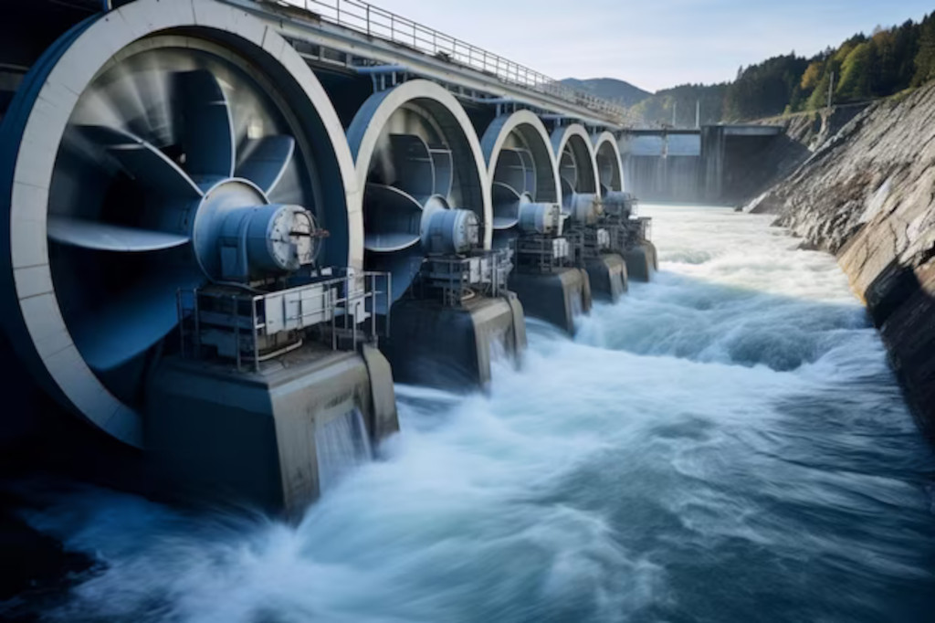 Las turbinas transforman la energía del flujo de agua en rotación mecánica
