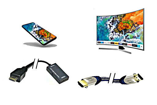 Memasang koneksi smartphone ke TV dengan konverter
