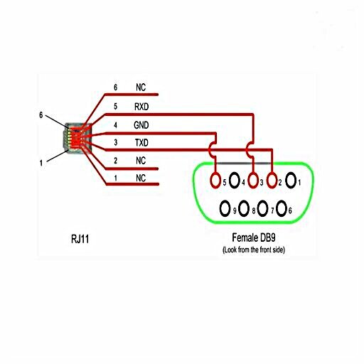 RJ11 ដល់ RS232 wiring diagram
