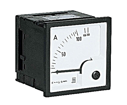 Die ferro-magnetiese ammeter gebruik twee palette sagte yster in 'n spoel
